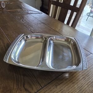Mid Century Stanley Roberts 2 Section Stainless Steel Serving Tray Made In Japan